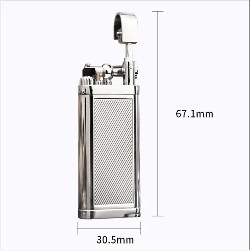 SPUNK Retro Metal Outdoor Windproof Butane Gas Lighter Rocker Arm Grinding Wheel Oblique Flame Pipe Cycle Use Lighter Cigar Tool thumbnail 4