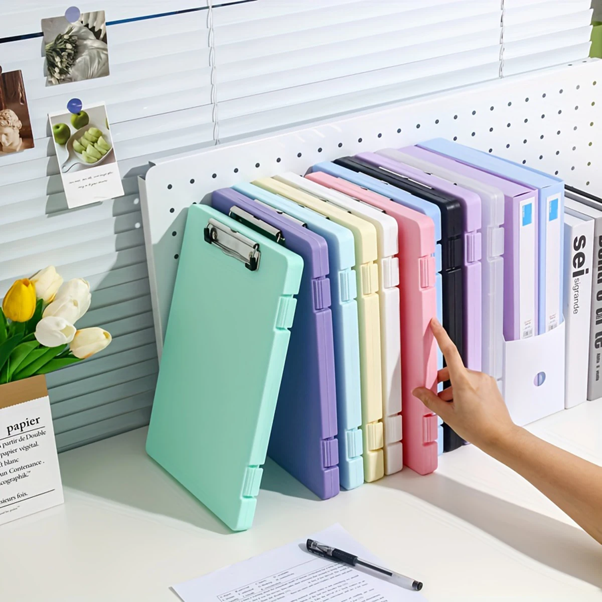 1pc A4 writing board file box, 2-in-1 A4 document and photo multifunctional storage box, portable organization tool for office
