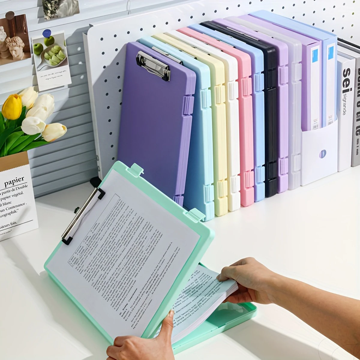 1pc A4 writing board file box, 2-in-1 A4 document and photo multifunctional storage box, portable organization tool for office thumbnail 5