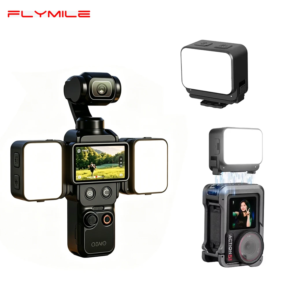 Flymile Fill Light for DJI Osmo Pocket 3 Accessories IPX4 Waterproof LED Video Light Lighting Magnetic Pocket 4 Selfie Light