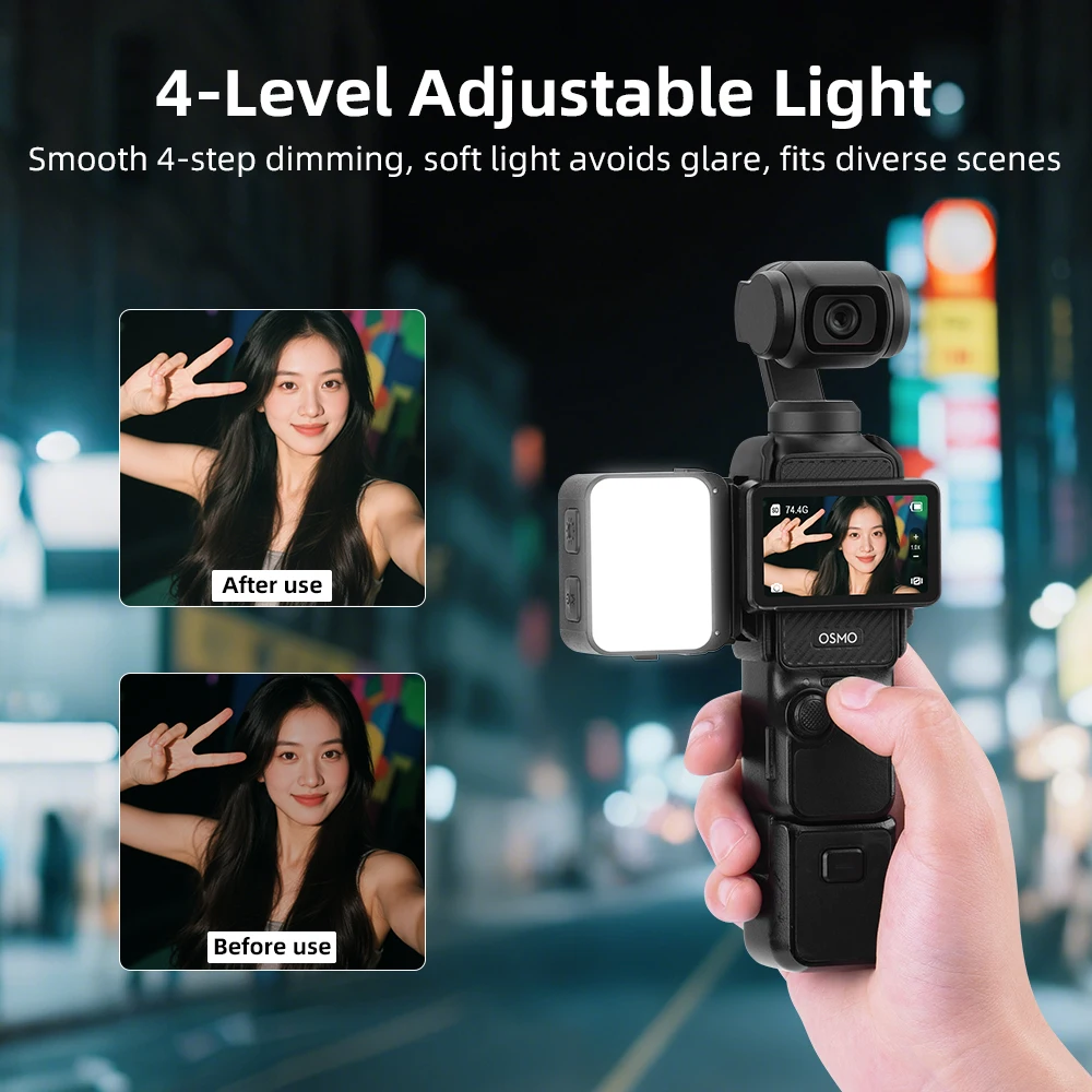 Flymile Fill Light for DJI Osmo Pocket 3 Accessories IPX4 Waterproof LED Video Light Lighting Magnetic Pocket 4 Selfie Light thumbnail 2