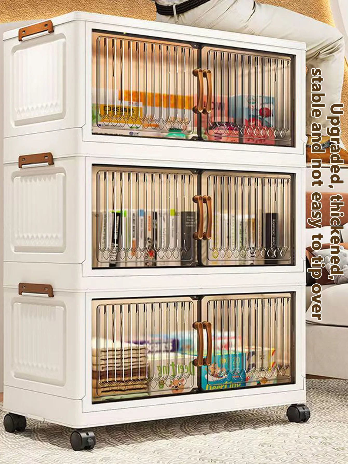 Clothing Storage Box, Large Capacity, Extra-Large Household Wardrobe, Quilt Plastic Organizer Box, Clothing Folding Cabinet, Storage Cabinet thumbnail 3