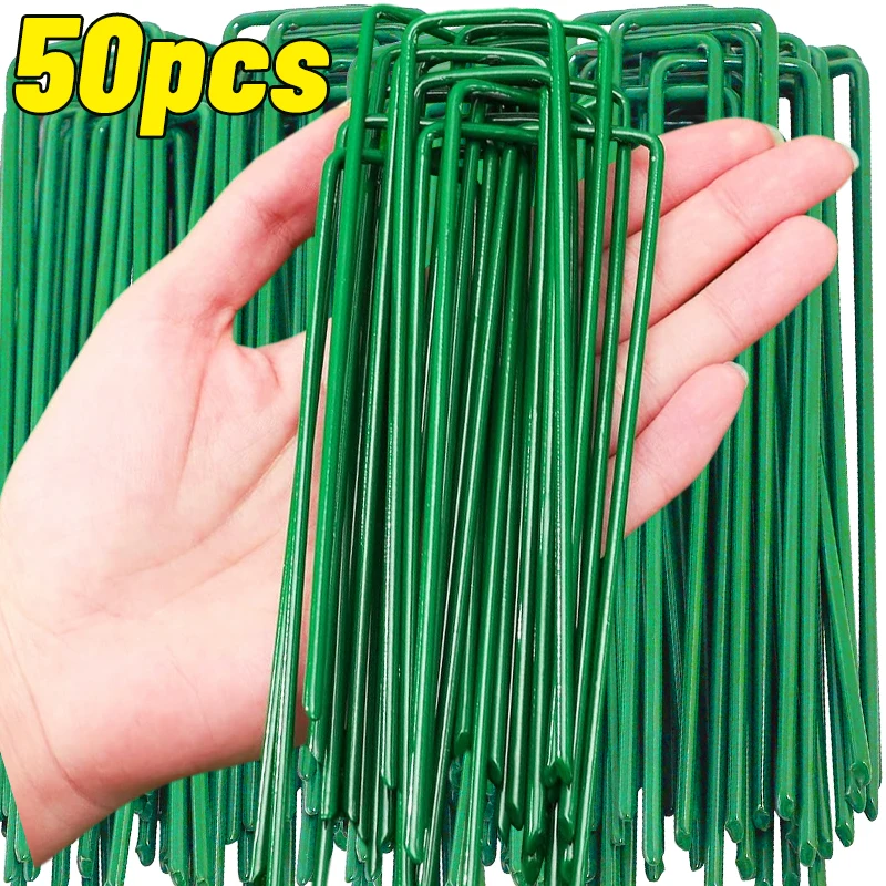 Heavy Duty Galvanized Steel Garden Stakes U-type Staples Securing Pegs Landscape Spike Fabric Netting Ground Nail Sod Pins