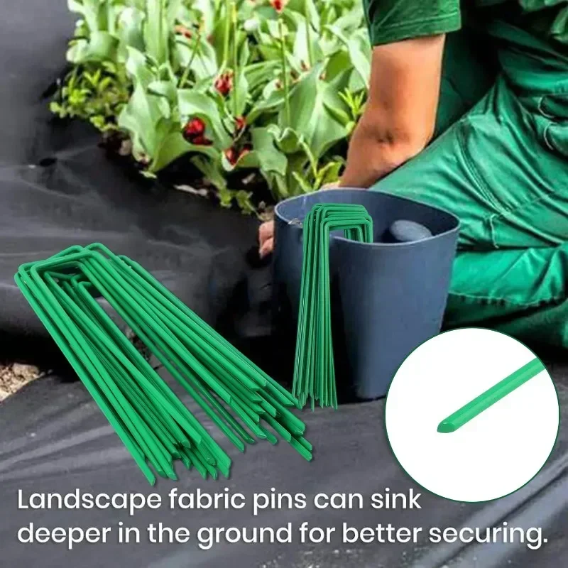Heavy Duty Galvanized Steel Garden Stakes U-type Staples Securing Pegs Landscape Spike Fabric Netting Ground Nail Sod Pins thumbnail 2