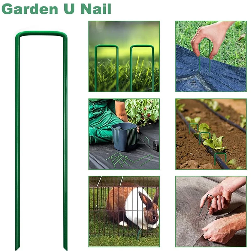 Heavy Duty Galvanized Steel Garden Stakes U-type Staples Securing Pegs Landscape Spike Fabric Netting Ground Nail Sod Pins thumbnail 6