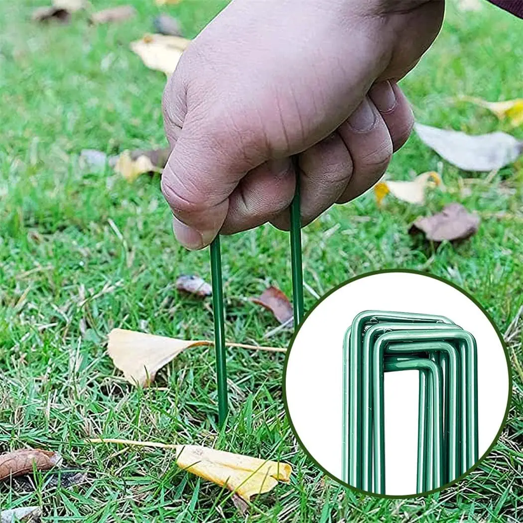 Heavy Duty Galvanized Steel Garden Stakes U-type Staples Securing Pegs Landscape Spike Fabric Netting Ground Nail Sod Pins thumbnail 3