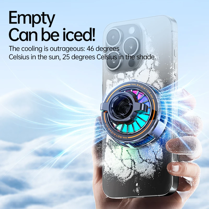 Universal Car Suction Cup Magnetic Semiconductor Cooling Phone Mount RGB Light 3 Level Adjustable for iPhone 16 15 14 13 Samsung thumbnail 4