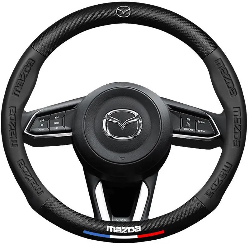Carbon fiber Leathe Car Steering Wheel Cover For Mazda 3 5 6 SKYACTIV Axela Atenza CX30 CX5 CX8 CX9 MX5 RX8 RX7 BT50 Accessories thumbnail 6