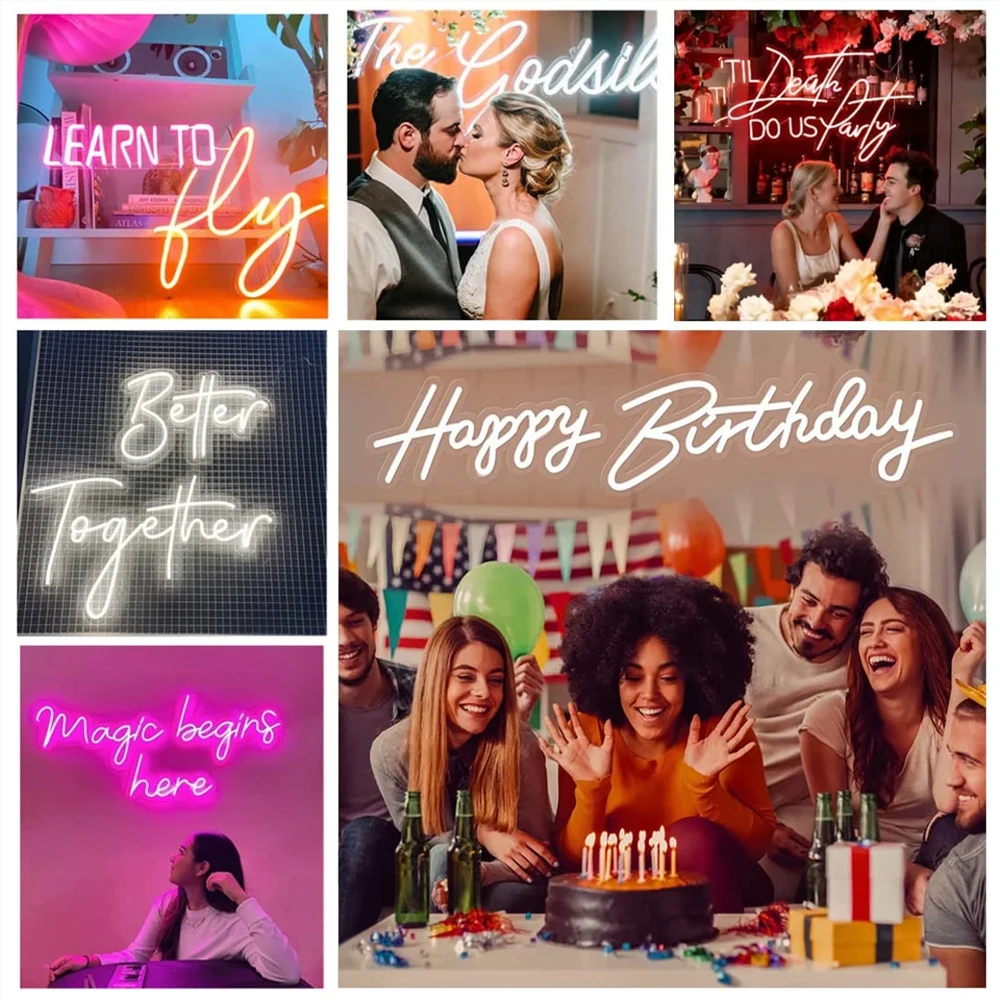 Custom Neon Sign Personalized LED Neon Signs for Wall Decor Lamp Bedroom Wedding Birthday Gift Party Bar Shop Logo Decorations thumbnail 5