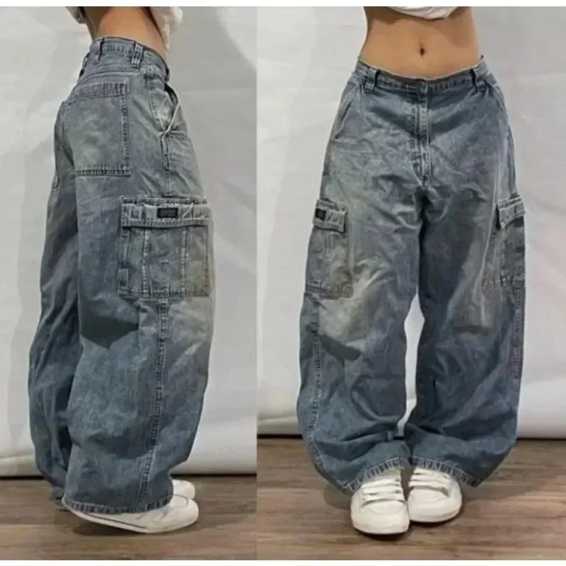 American Hip-hop Retro Loose Jeans Women's Y2K New Tide Harajuku High Waist Wide leg Pants Gothic Wide Pants Street Pants Male thumbnail 2