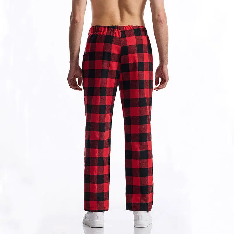 2025 New Men's Plaid Pants Black / Red Fashion Homme Daily Casual Loose Trousers thumbnail 2