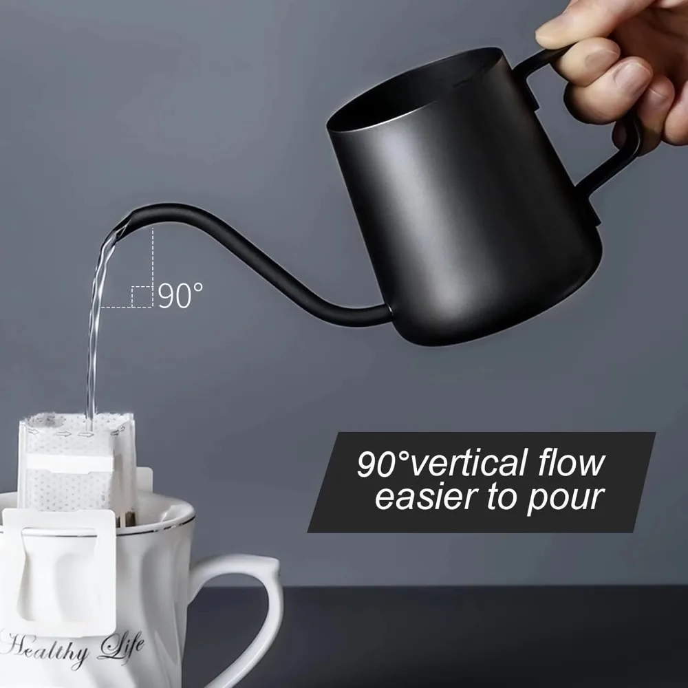 Pour Over Kettle Gooseneck Spout Coffee Tea Pot 12OZ for Coffee Maker Carafe, Camping Coffee Pot for Travel Coffee Maker Outdoor thumbnail 3