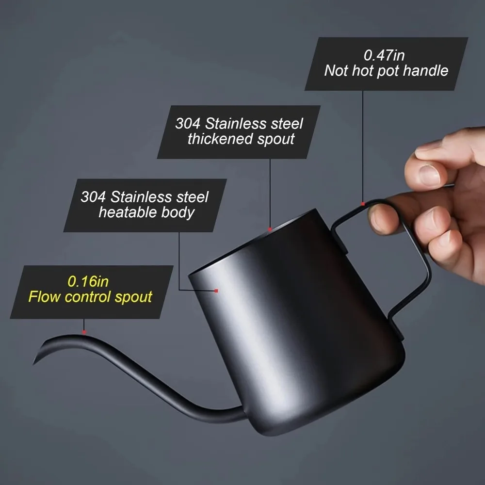 Pour Over Kettle Gooseneck Spout Coffee Tea Pot 12OZ for Coffee Maker Carafe, Camping Coffee Pot for Travel Coffee Maker Outdoor thumbnail 2