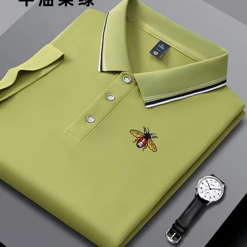 Embroidered New Men's Business Casual Short Sleeved Polo Shirt, Fashionable, Breathable, Comfortable and Versatile Top thumbnail 5