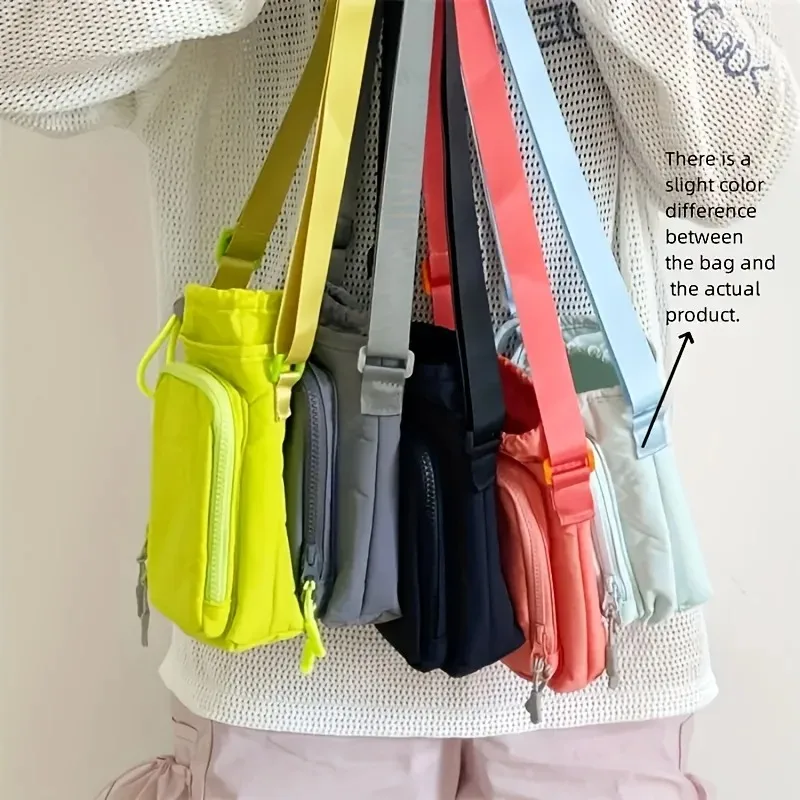 Small Water Bottle Carrier Bag with Adjustable Shoulder Strap Convenient Outdoors Water Bottle Pouch with Phone Pocket thumbnail 2