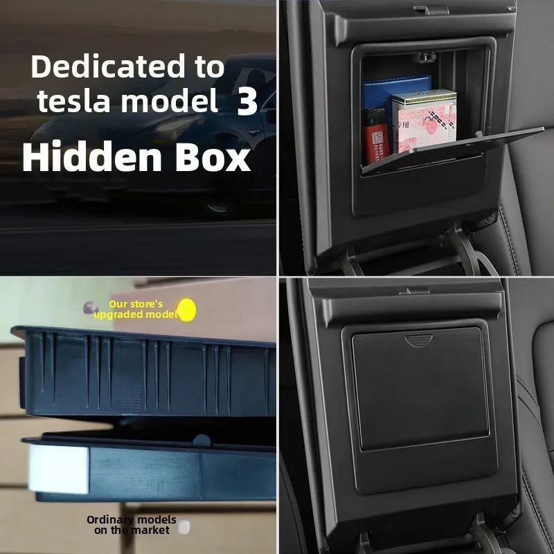 For Tesla Model 3 2017 2018 2019 2020 2021 2022 2023 Car Center Console Tidying Tray Armrest Case Hidden Storage Box Accessories thumbnail 4