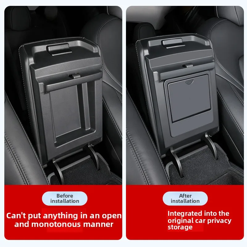 For Tesla Model 3 2017 2018 2019 2020 2021 2022 2023 Car Center Console Tidying Tray Armrest Case Hidden Storage Box Accessories thumbnail 2