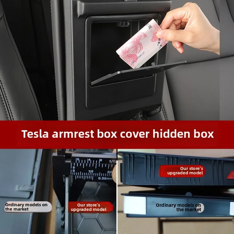 For Tesla Model 3 2017 2018 2019 2020 2021 2022 2023 Car Center Console Tidying Tray Armrest Case Hidden Storage Box Accessories thumbnail 3