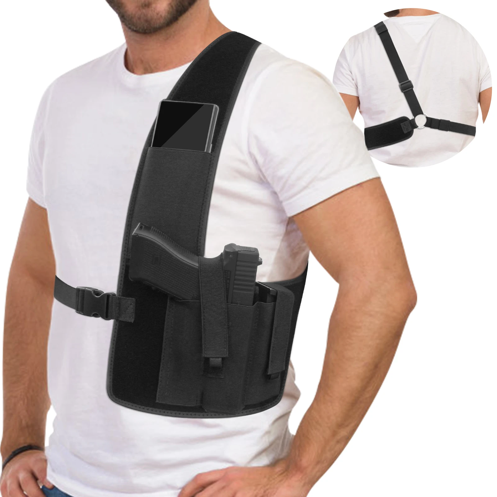 Pistol Shoulder Holster Concealed Carry Holster Underarm Hidden Chest Holster Gun Holster Anti-theft Phone Bag Outdoor Hunting
