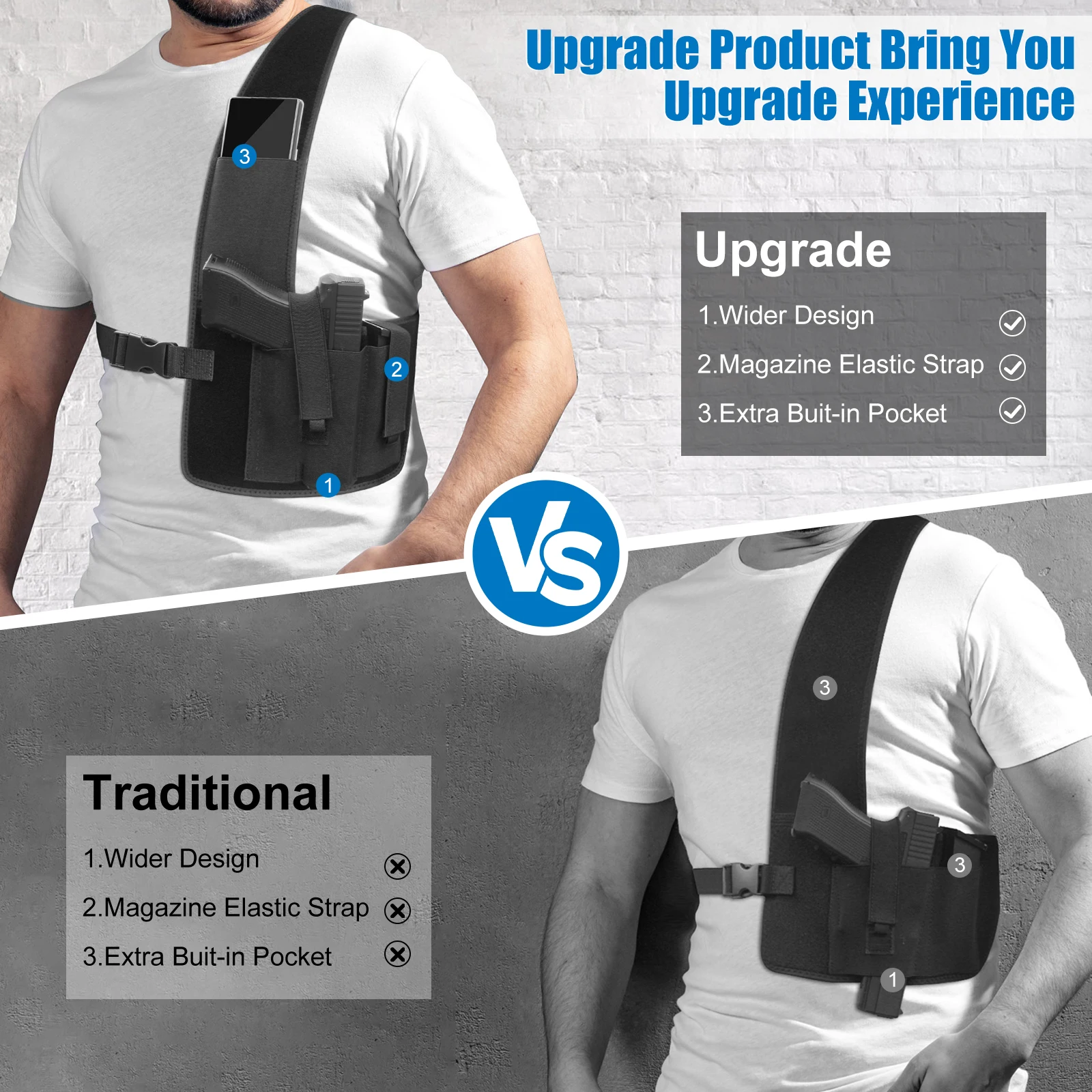 Pistol Shoulder Holster Concealed Carry Holster Underarm Hidden Chest Holster Gun Holster Anti-theft Phone Bag Outdoor Hunting thumbnail 4