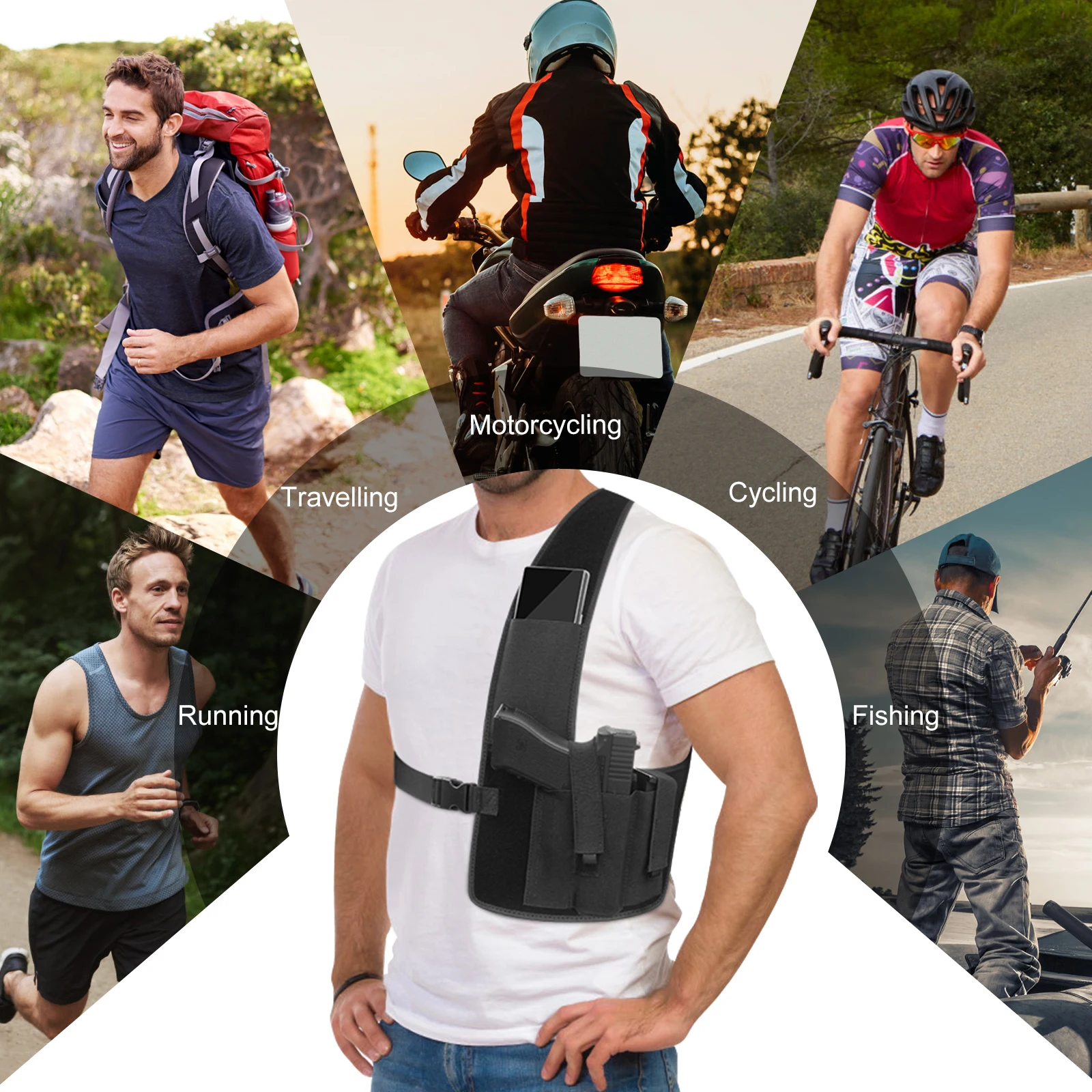 Pistol Shoulder Holster Concealed Carry Holster Underarm Hidden Chest Holster Gun Holster Anti-theft Phone Bag Outdoor Hunting thumbnail 6
