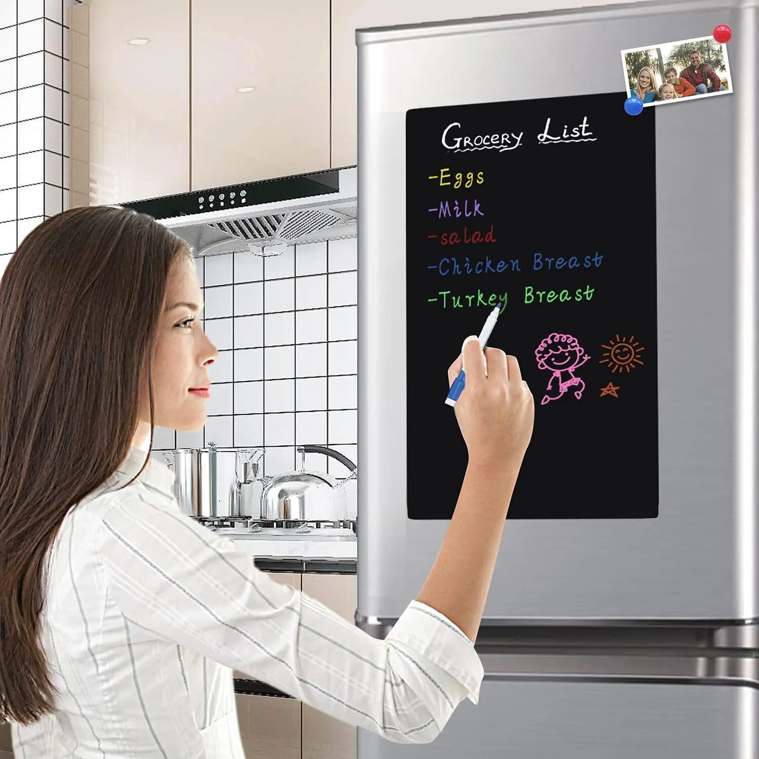A4 Magnetic Dry Erase Board - Portable Fridge Whiteboard with Magnetic Backing, Small Blackboard for Home Office School thumbnail 3