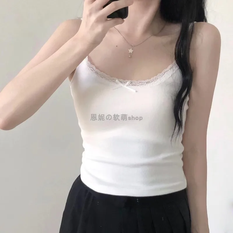 1pcs Girls Cute Padded Bra Tank Top Women Lace Casual Strap Top Vest Female Camisole With Removable Built In Bra Clothing thumbnail 3