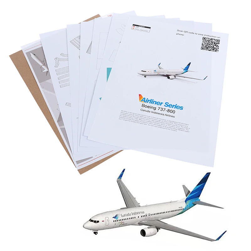 1:100 Boeing 737-800 Aircraft Airlines 3D Paper Model DIY Handmade Toys thumbnail 2