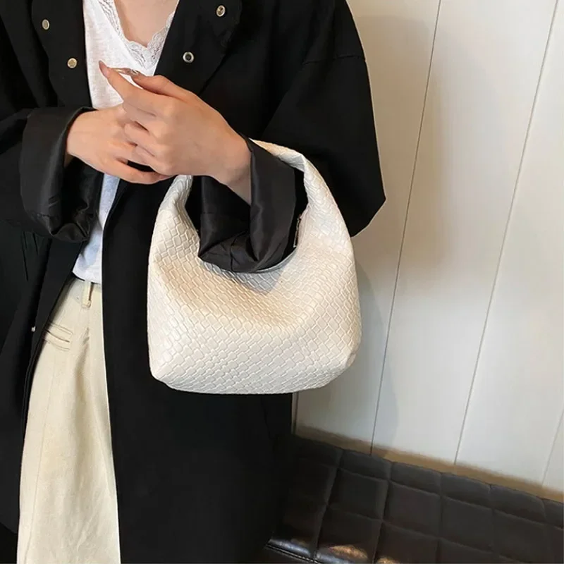 Retro Casual Versatile PU Leather Tote Bag,Fashion Woven Embossed Shoulder Bags ,Knotted Decorative Hobo Bag,Pleated Cloud Bag thumbnail 4