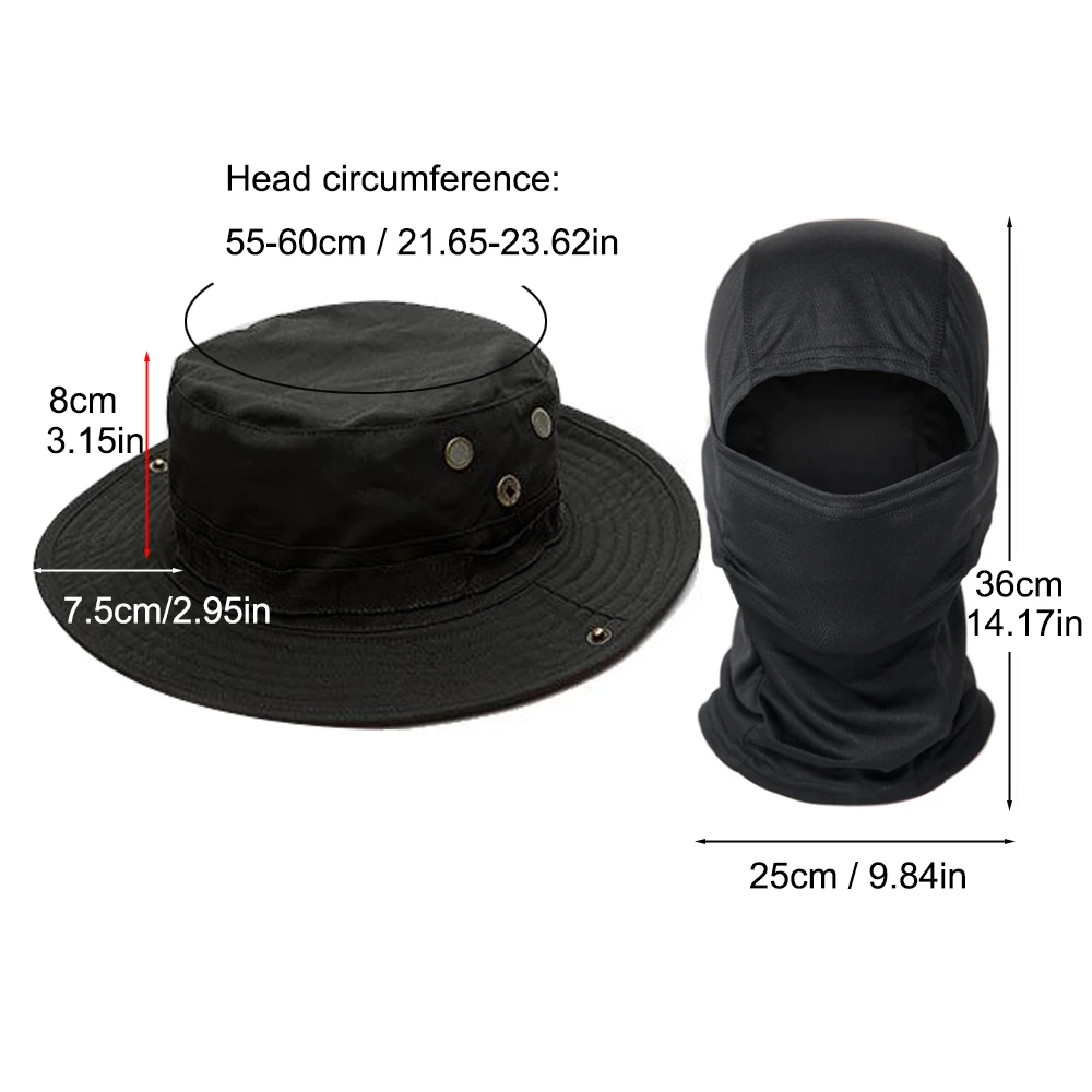 2Pcs/Set Wide-brimmed Hat Balaclava Mixed Set Men Sunscreen Boonie Cap Outdoors Hiking Camping Fishing Hat Sun Hat Fisherman Hat thumbnail 2