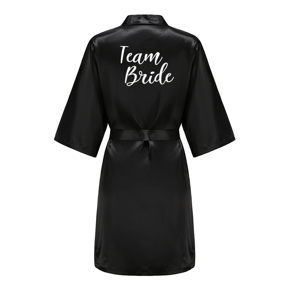 Black Women Silky Satin Robe Wedding Bridal Party Bride Bridesmaid Robes Kimono Loungewear Dressing Gowns thumbnail 3