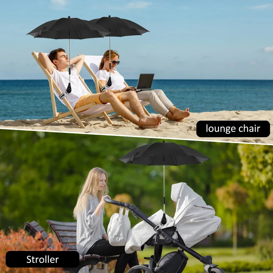 Portable Outdoor Beach Sunshade Umbrella Baby Stroller Folding Umbrella AntiUV Camping Chair Parasol with Clip Rainproof Gear thumbnail 2