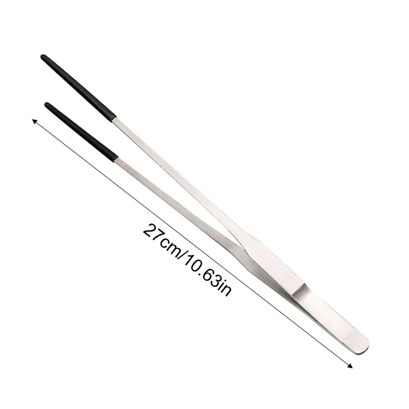 2pcs Bent Tip Tweezers For Crafts Stainless Steel Straight And Curved Nippers Tweezers Feeding Tongs For Reptile Lizards Spider thumbnail 6