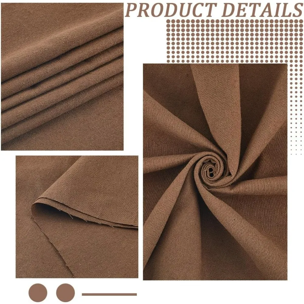 59.06 Inch Coffee Brown Needlework Fabric Natural Cotton Linen Cloth Quilting Fabric Solid Color Embroidery Cloth thumbnail 6