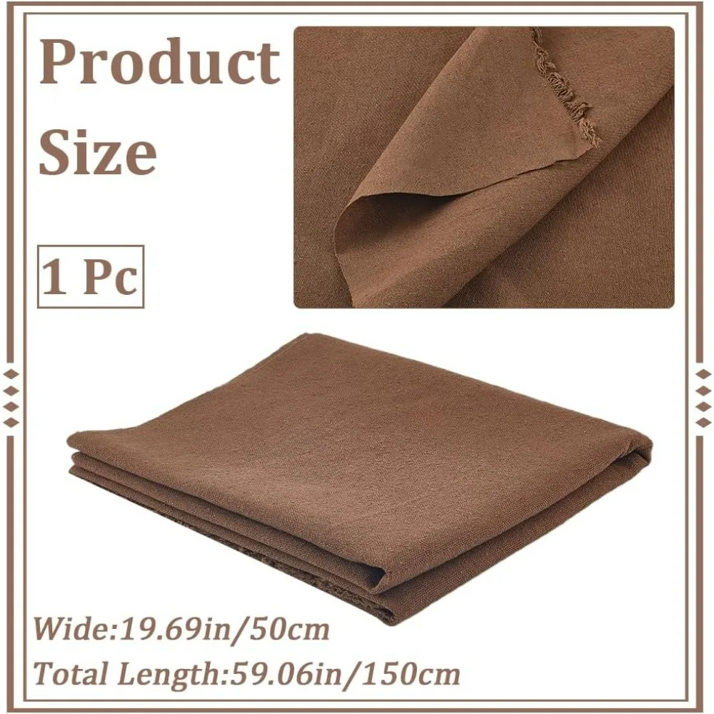 59.06 Inch Coffee Brown Needlework Fabric Natural Cotton Linen Cloth Quilting Fabric Solid Color Embroidery Cloth thumbnail 2