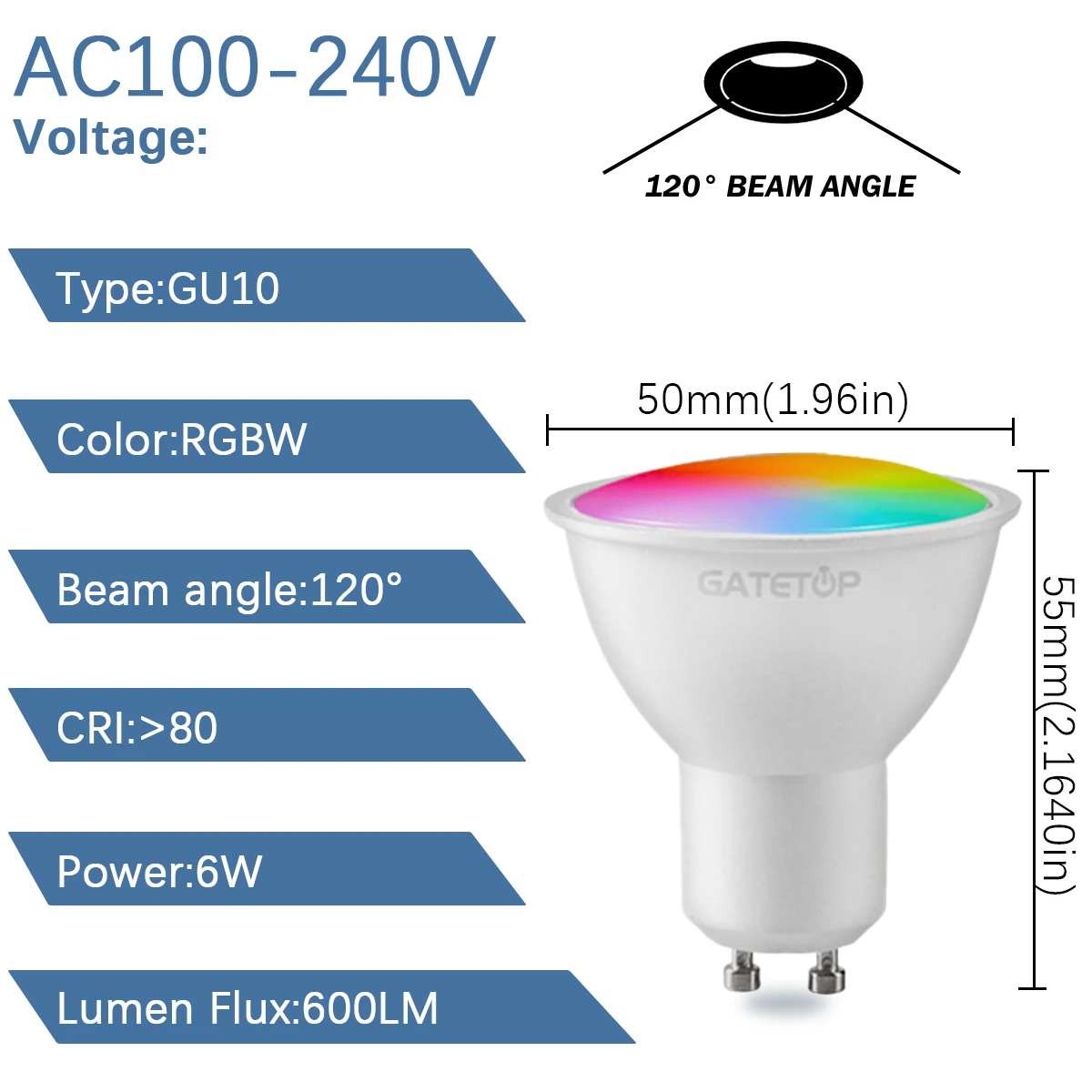 1-10PCS RGB LED Spotlight GU10 Bulb 24 Key Remote Control Dimmable 6W AC220V 110V Colorful Change for Bedroom Living Room Lamp thumbnail 2