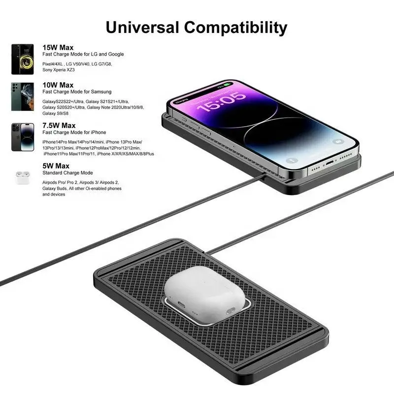 Wireless Car Charger Charging Pad 15w Non Slip Qi Fast Charger For Car Wireless Phone Charger For Android For IPhone 11/12/13/14 thumbnail 4