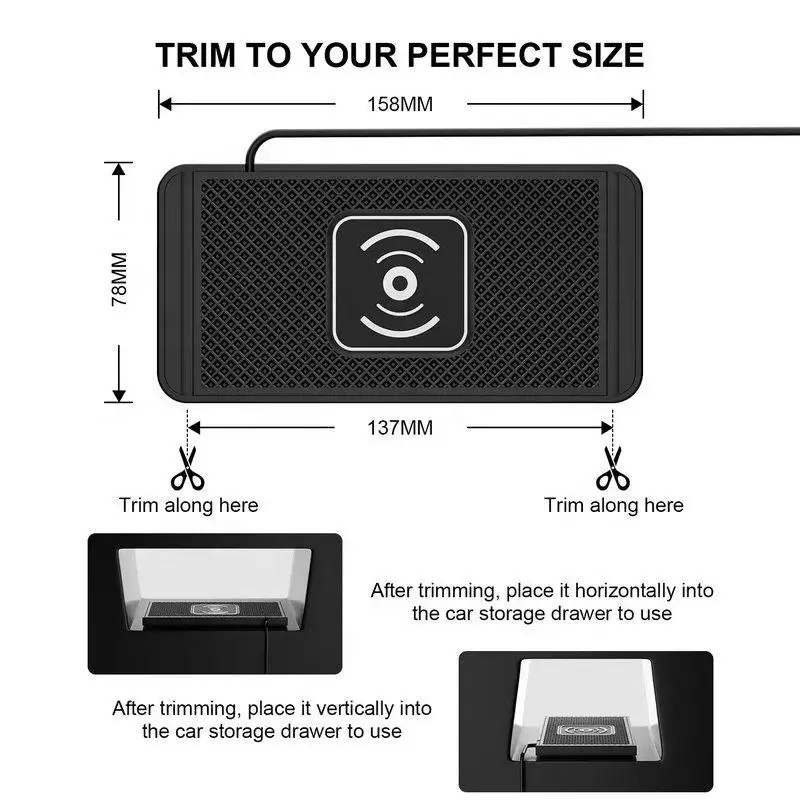 Wireless Car Charger Charging Pad 15w Non Slip Qi Fast Charger For Car Wireless Phone Charger For Android For IPhone 11/12/13/14 thumbnail 5