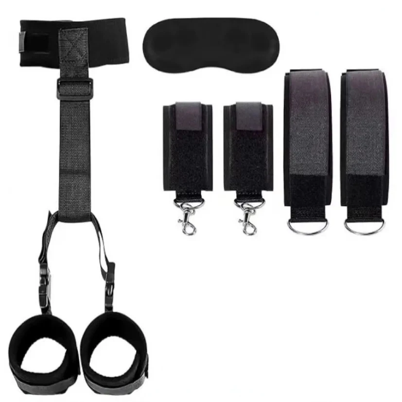 Adult Eye Blinder Neck Collar Handcuffs Leg Restraint Cuff Sex Toy Set Couple BDSM Restraint Bondage Gear Open Leg Erotic Game thumbnail 4