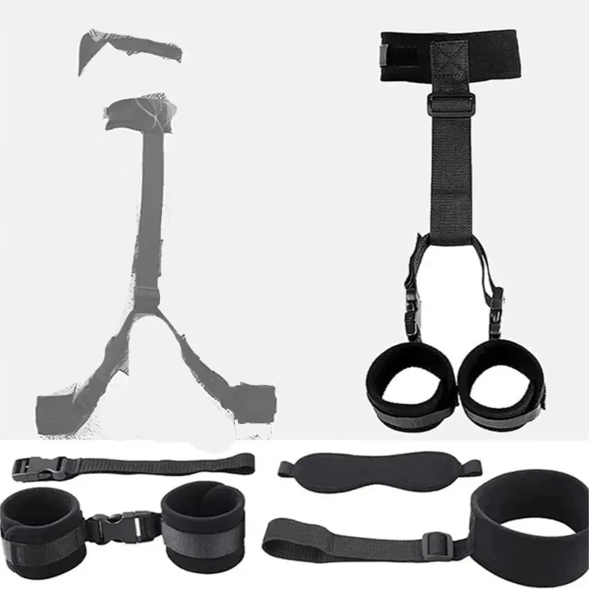 Adult Eye Blinder Neck Collar Handcuffs Leg Restraint Cuff Sex Toy Set Couple BDSM Restraint Bondage Gear Open Leg Erotic Game thumbnail 5