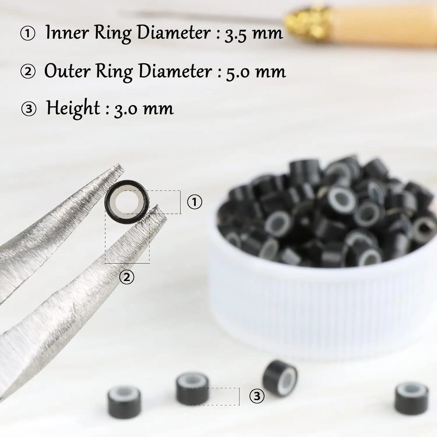 1000 pcs hair extension micro ring link beads 5mm silicone lined beads suitable for human hair extensions thumbnail 3