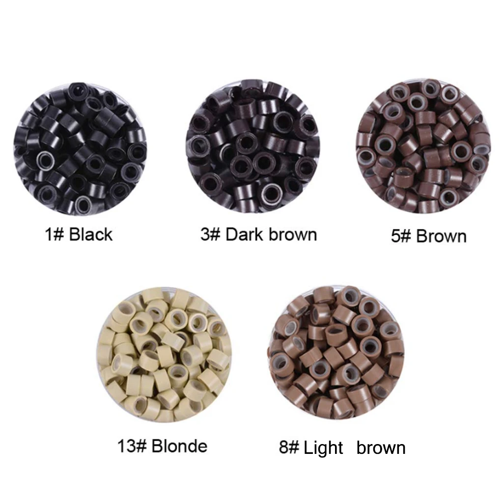 1000 pcs hair extension micro ring link beads 5mm silicone lined beads suitable for human hair extensions thumbnail 2