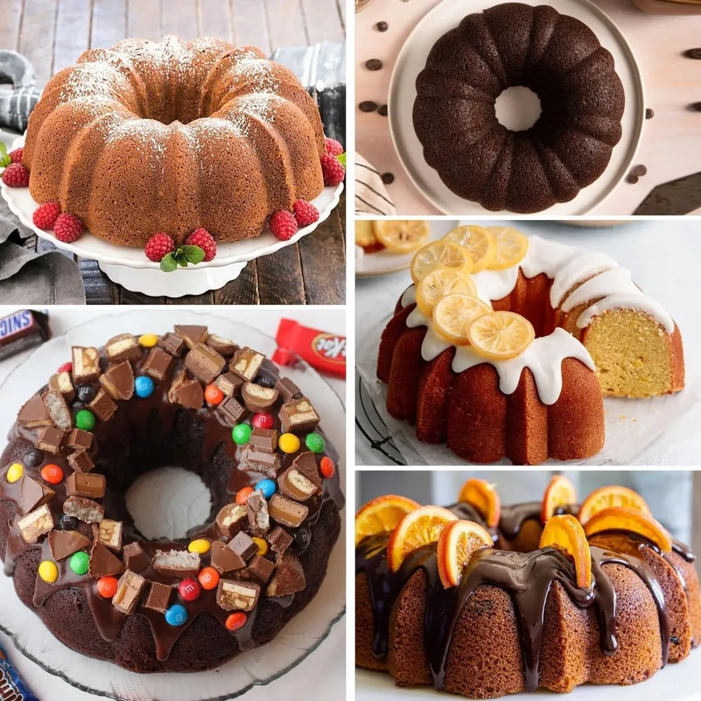 10inch Cake Pan Non-Stick Silicone Bakeware Fluted Round Baking Mold for Oven Home Kitchen Premium Reusable Easy Release thumbnail 5