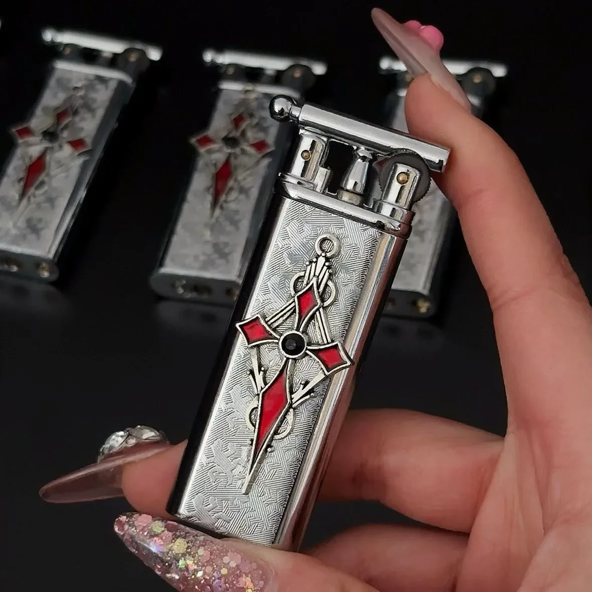 New high-end handmade retro cross outdoor lighter with metal grinding wheel and open flame portable lighter smoking gift thumbnail 5