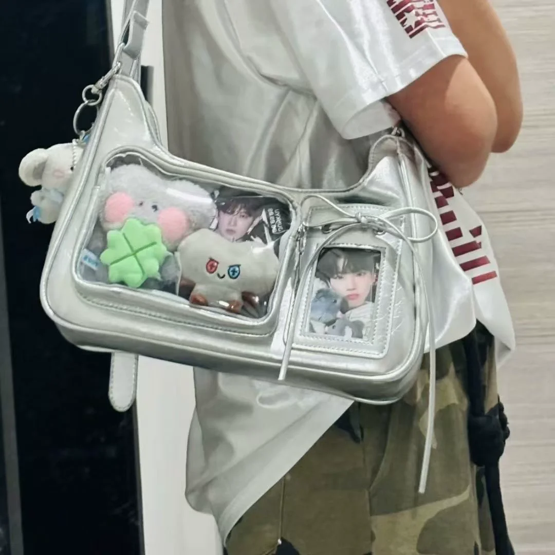 Kids Y2k Harajuku Shoulder Bag Women Korean Transparent Ita Bag School Crossbody Bag Anime Preppy Handbag Purse Toys