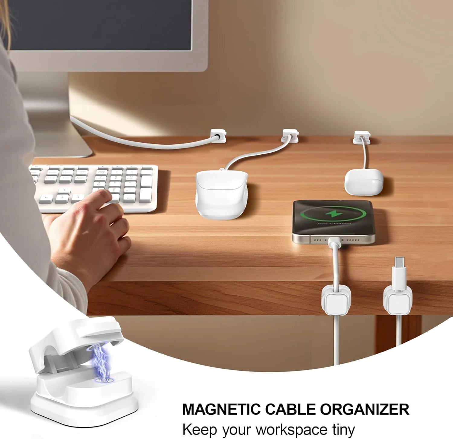 6 Pieces Magnetic Cord Clip Cord Holder Cute Quirky Patterned Cord Organizer Organize Cell Phone Charging Cables For Home, Desk thumbnail 2