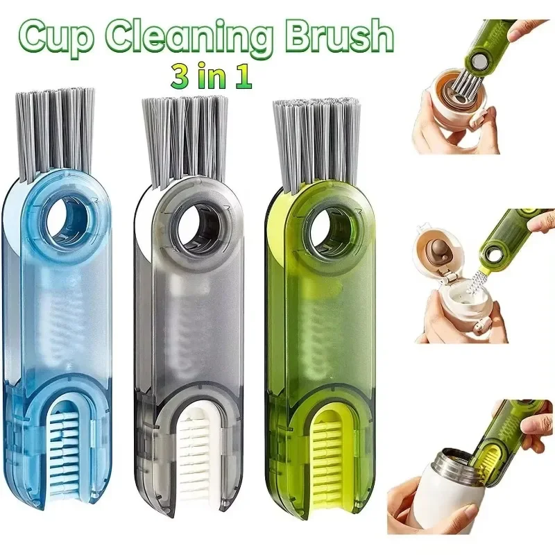 3 in 1 Bottle Gap Cleaner Brush Multifunctional Water Bottles Clean Tools Household Cup Water Bottle Cover Cleaning Brushes