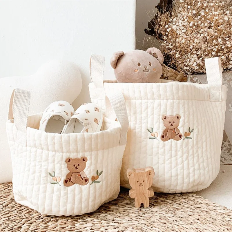 Baby Bags Cute Bear Embroidery Diaper Bag Caddy Nappy Cart Storage Mummy Maternity Bag for Newborn Diapers Toys Organizers thumbnail 5