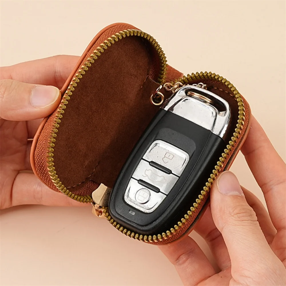 Portable Keychain Key Holder Bag Solid Color Lychee Pattern Leather Car Key Wallet Case Housekeeper Keys Organizer Pouch thumbnail 6