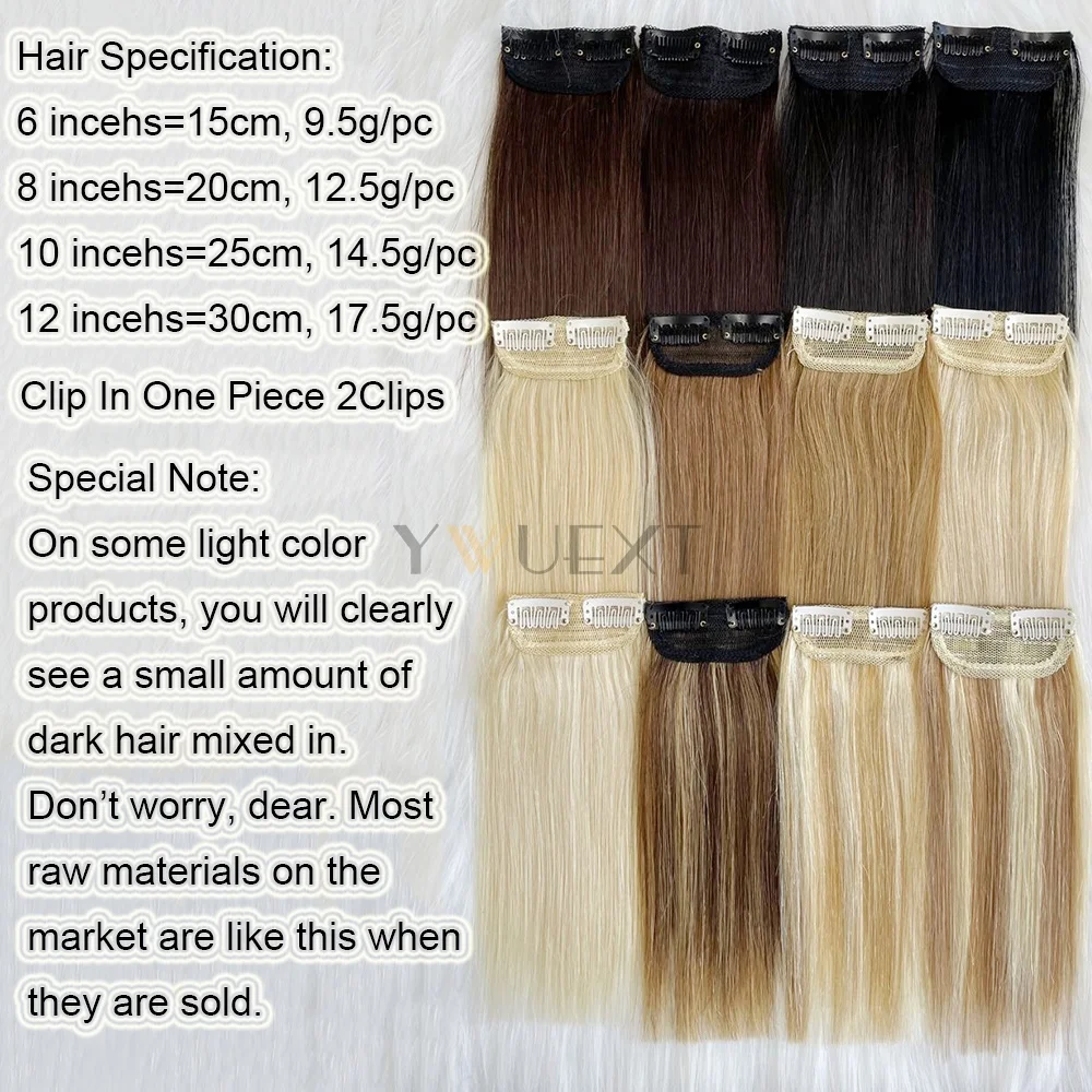Mini Clip In One Piece Hair Pad On Both Sides Real Natural Human Hair Remy For Women 2Clips in Human Hair Extensions thumbnail 2